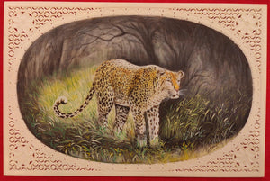 Hand Painted Tiger Animal Miniature Painting India Art Faux Synthetic Ivory - ArtUdaipur