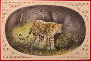 Hand Painted Tiger Animal Miniature Painting India Art Faux Synthetic Ivory - ArtUdaipur