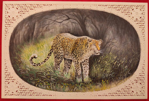 Hand Painted Tiger Animal Miniature Painting India Art Faux Synthetic Ivory - ArtUdaipur