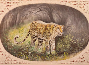 Hand Painted Tiger Animal Miniature Painting India Art Faux Synthetic Ivory - ArtUdaipur