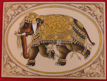 Load image into Gallery viewer, HandPainted Elephant Carved Carving Miniature Painting Art Synthetic Faux Ivory - ArtUdaipur
