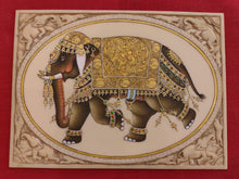 Load image into Gallery viewer, HandPainted Elephant Carved Carving Miniature Painting Art Synthetic Faux Ivory - ArtUdaipur
