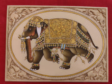 Load image into Gallery viewer, HandPainted Elephant Carved Carving Miniature Painting Art Synthetic Faux Ivory - ArtUdaipur
