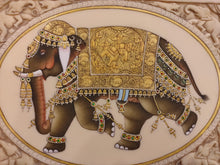 Load image into Gallery viewer, HandPainted Elephant Carved Carving Miniature Painting Art Synthetic Faux Ivory - ArtUdaipur
