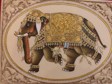 Load image into Gallery viewer, HandPainted Elephant Carved Carving Miniature Painting Art Synthetic Faux Ivory - ArtUdaipur
