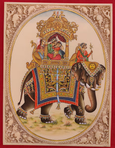 Hand Painted Mughal Ambabari Miniature Painting India Art on Synthetic Ivory - ArtUdaipur