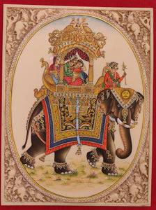 Hand Painted Mughal Ambabari Miniature Painting India Art on Synthetic Ivory - ArtUdaipur
