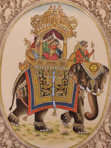 Hand Painted Mughal Ambabari Miniature Painting India Art on Synthetic Ivory - ArtUdaipur