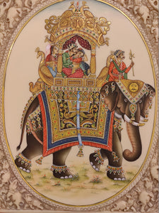Hand Painted Mughal Ambabari Miniature Painting India Art on Synthetic Ivory - ArtUdaipur