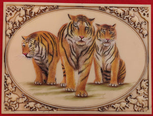 Hand Painted Tiger Miniature Painting India Art WildLife Nature Synthetic Ivory - ArtUdaipur