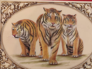 Hand Painted Tiger Miniature Painting India Art WildLife Nature Synthetic Ivory - ArtUdaipur