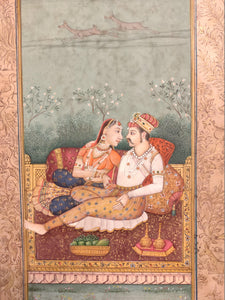 Mughal Love Scene Painting