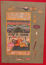 Load image into Gallery viewer, Hand Painted Mughal Maharajah Maharani Painting India Artwork Paper Leisure - ArtUdaipur
