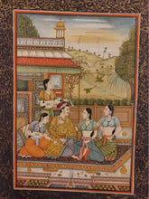 Load image into Gallery viewer, Hand Painted Mughal Maharajah King Romance Miniature Painting India Art Paper - ArtUdaipur
