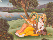 Load image into Gallery viewer, Hand Painted Hindu God Krishna Radha Miniature Painting India Art Paper - ArtUdaipur

