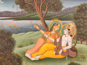 Hand Painted Hindu God Krishna Radha Miniature Painting India Art Paper - ArtUdaipur