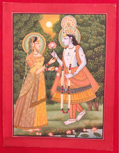 Load image into Gallery viewer, Hand Painted Krishna Radha God Painting India Artwork Paper Hindu Goddess - ArtUdaipur
