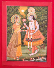 Load image into Gallery viewer, Hand Painted Krishna Radha God Painting India Artwork Paper Hindu Goddess - ArtUdaipur
