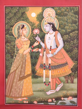 Load image into Gallery viewer, Hand Painted Krishna Radha God Painting India Artwork Paper Hindu Goddess - ArtUdaipur
