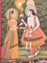 Load image into Gallery viewer, Hand Painted Krishna Radha God Painting India Artwork Paper Hindu Goddess - ArtUdaipur

