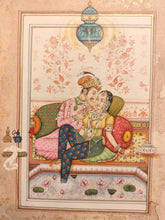 Load image into Gallery viewer, Hand Painted Mughal Maharajah Romance Miniature Painting India Art Old Paper - ArtUdaipur
