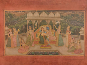 Hand Painted Krishna Radha God Painting India Artwork Paper Hindu Goddess Paper - ArtUdaipur