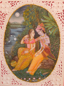 HandPainted Miniature Hare Krishna Radha Painting Art Work Fine Mewar - ArtUdaipur