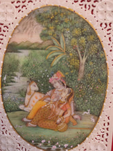 Load image into Gallery viewer, Buy Original Krishna Radha With Cow Romantic Indian Miniature Painting - ArtUdaipur
