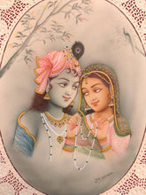 Load image into Gallery viewer, Hand Painted Krishna Radha Love Scene Miniature Painting India Artwork - ArtUdaipur
