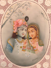 Load image into Gallery viewer, Hand Painted Krishna Radha Love Scene Miniature Painting India Artwork - ArtUdaipur

