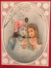 Load image into Gallery viewer, Hand Painted Krishna Radha Love Scene Miniature Painting India Artwork - ArtUdaipur

