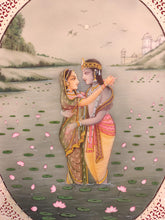 Load image into Gallery viewer, Original Krishna Radha Love Scene Miniature Painting India Art - ArtUdaipur
