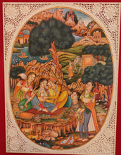 Load image into Gallery viewer, Hand Painted Mughal Love Scene Maharajah Village Miniature Painting India Art - ArtUdaipur
