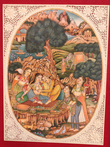 Hand Painted Mughal Love Scene Maharajah Village Miniature Painting India Art - ArtUdaipur