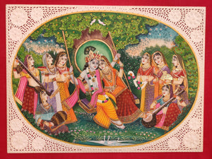 Radha Krishna Indian Miniature Painting Famous Romantic Collection Art - ArtUdaipur