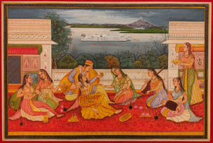Mughal Emperor Love Scene Painting