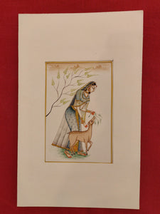 Handmade Indian Miniature Ragini Painting Paper Colors Art Traditional Exquistie - ArtUdaipur