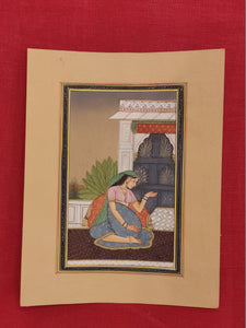 Handmade Indian Miniature Ragini Painting Paper Colors Art Traditional Exquisite - ArtUdaipur