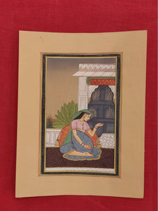 Handmade Indian Miniature Ragini Painting Paper Colors Art Traditional Exquisite - ArtUdaipur