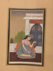 Handmade Indian Miniature Ragini Painting Paper Colors Art Traditional Exquisite - ArtUdaipur