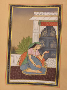 Handmade Indian Miniature Ragini Painting Paper Colors Art Traditional Exquisite - ArtUdaipur