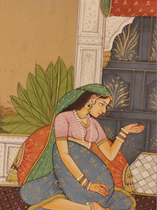 Handmade Indian Miniature Ragini Painting Paper Colors Art Traditional Exquisite - ArtUdaipur