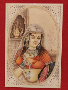 Handmade Indian Miniature Ragini Painting Synthetic Ivory Colors Traditional - ArtUdaipur