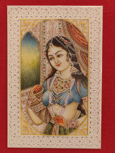 Handmade Indian Miniature Ragini Painting Synthetic Ivory Colors Traditional - ArtUdaipur