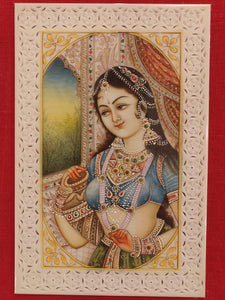 Handmade Indian Miniature Ragini Painting Synthetic Ivory Colors Traditional - ArtUdaipur