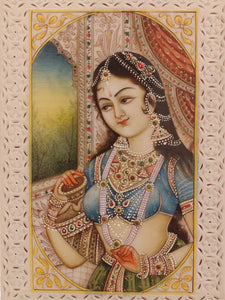 Handmade Indian Miniature Ragini Painting Synthetic Ivory Colors Traditional - ArtUdaipur