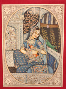 Handmade Indian Miniature Ragini Painting Synthetic Ivory Colors Traditional - ArtUdaipur