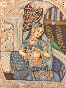 Handmade Indian Miniature Ragini Painting Synthetic Ivory Colors Traditional - ArtUdaipur