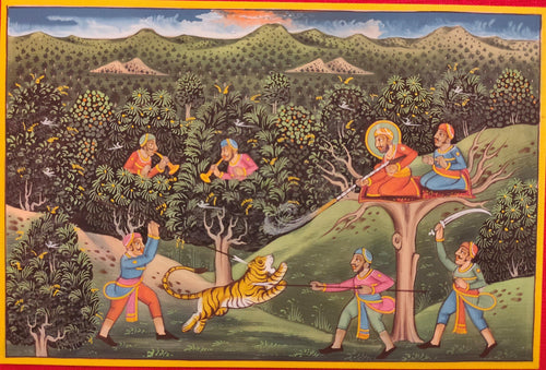 Tiger Hunting Scene Painting Art