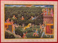 Load image into Gallery viewer, Animal Hunting Battle Scene Painting Military Art with Meaning - ArtUdaipur
